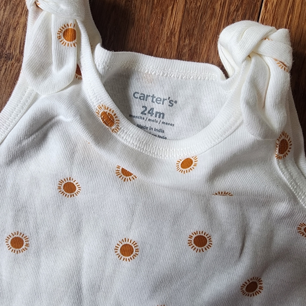 Carter's White and Orange Sun Print Tank Top